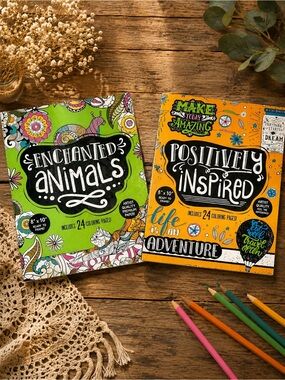 Positively Inspired & Enchanted Animals Coloring Book Set